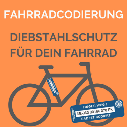 Fahrradcodierung Aufkleber mit EIN-Nummer für Diebstahlschutz